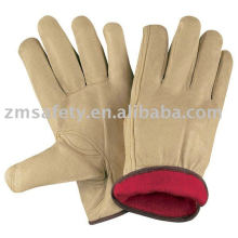 Yellow cow grain leather Winter gloves